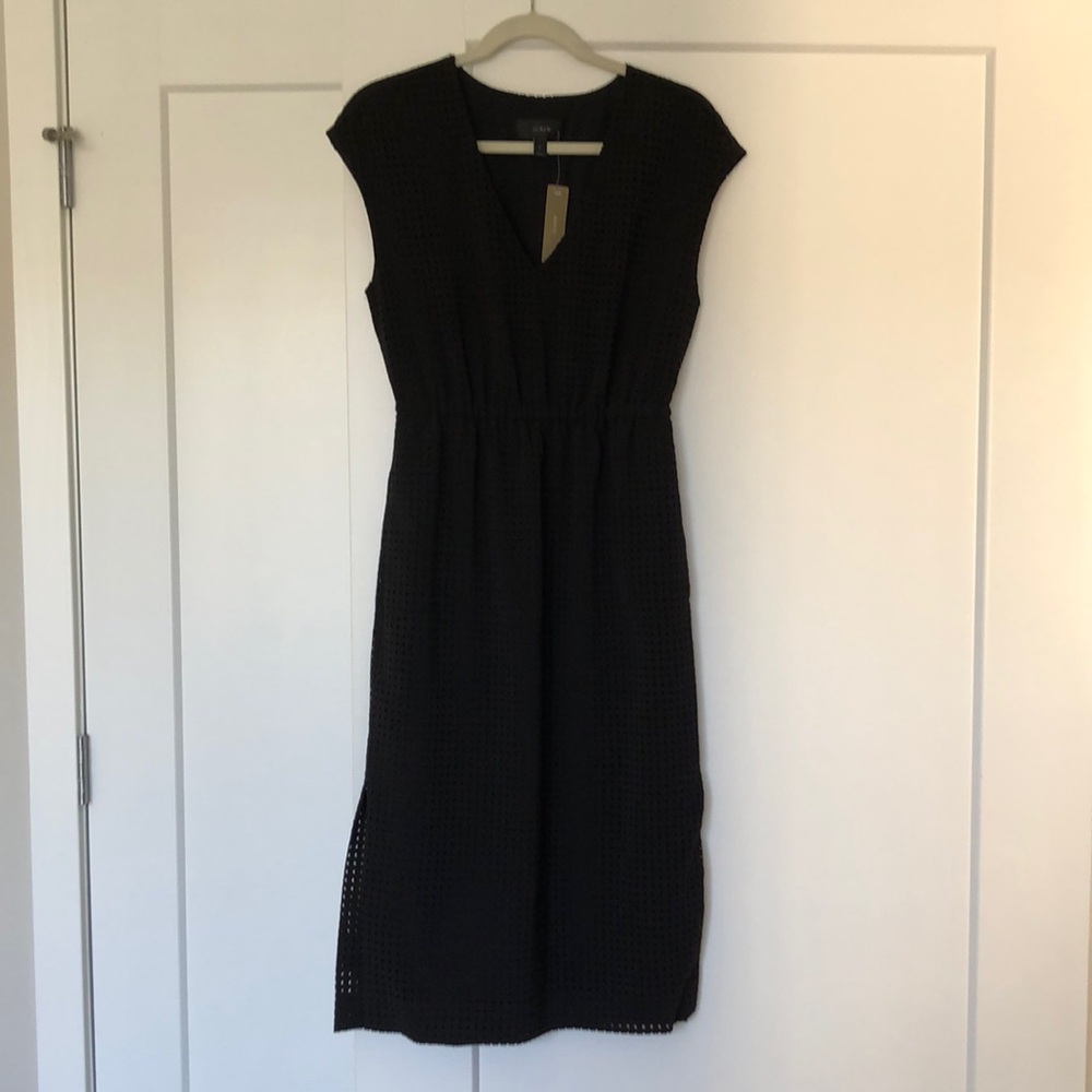 J.Crew - perforated drapey crepe dress // black